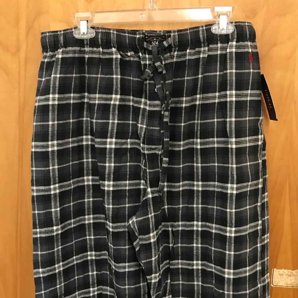 Polo Ralph Lauren Men’s black/ white/ grey plaid Pajama bottom - sz XL - NWT